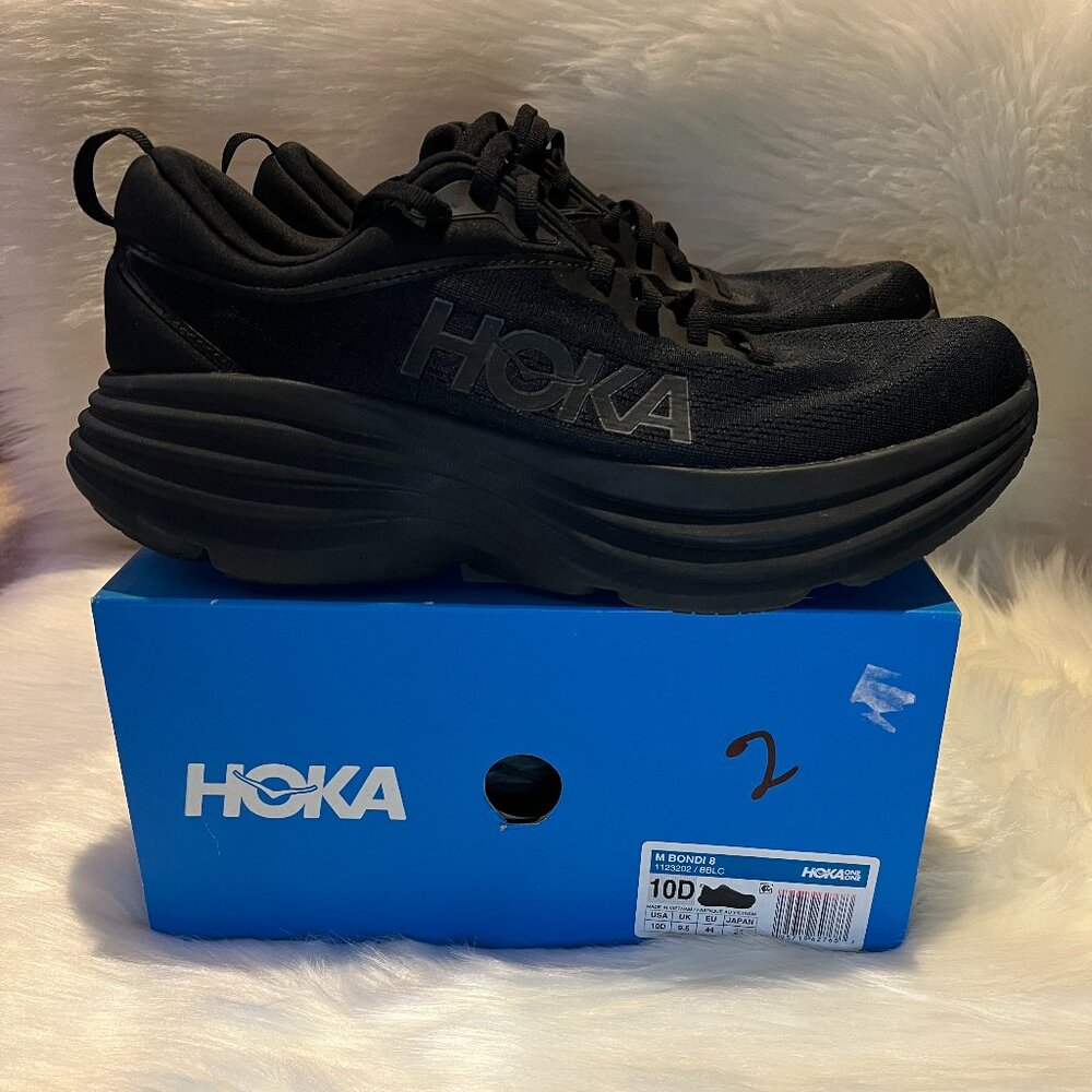 BRAND NEW - HOKA - ALL BLACK - Men's BONDI 8 - Size 10